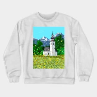 Gnadenwald Innsbruck Austria Landscape Illustration Crewneck Sweatshirt